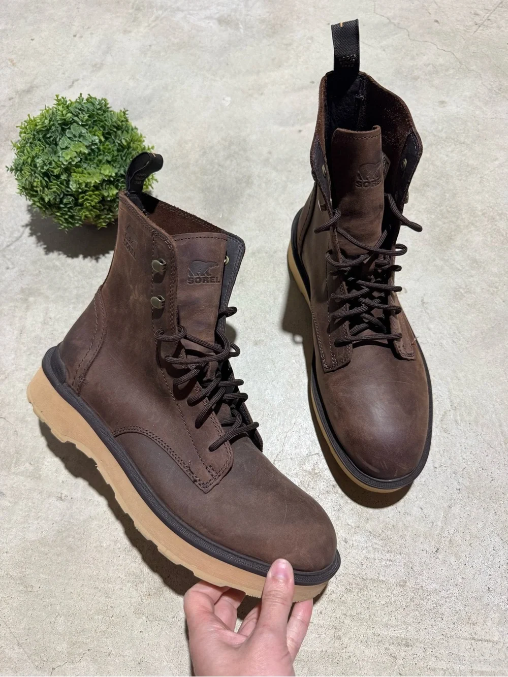 Sorel Mens Hi Line Lace Boots Size 9.5 Brown Leather Combat Hiking Fall